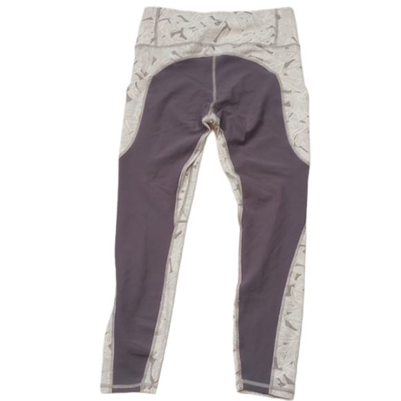 Athleta Womens Leggings Sz M Palms Up for Anything White Grey Pockets Workout - Picture 3 of 8